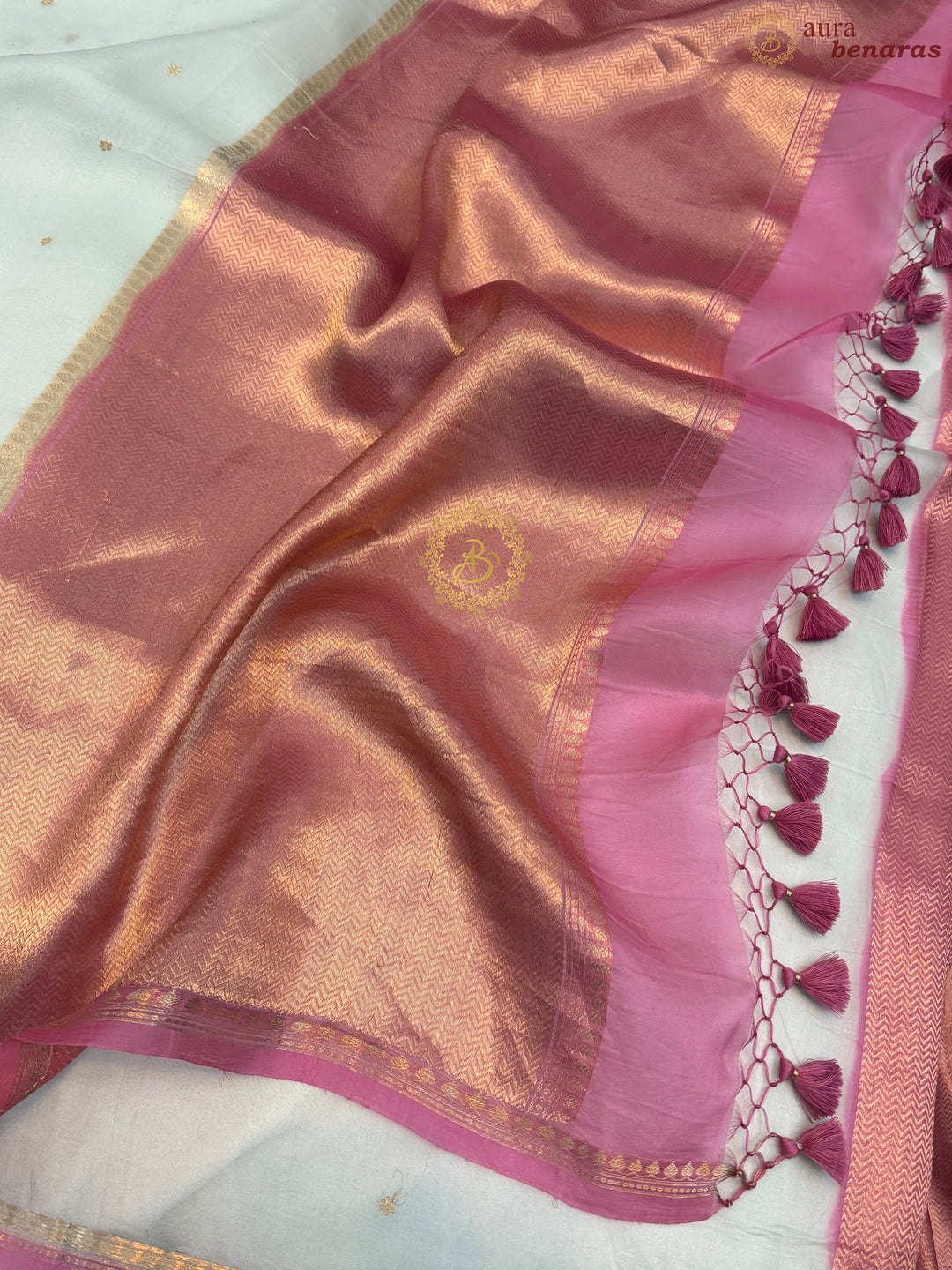 Pastel Mint Green Pure Kora Silk Handloom Banarasi Saree