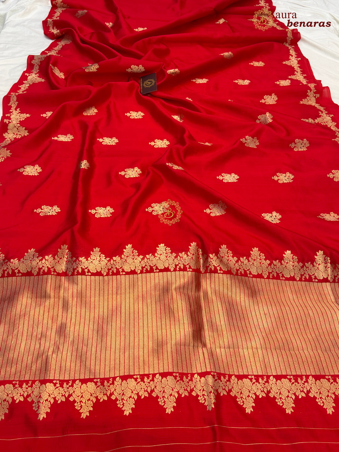 Red Banarasi Silk Saree | Kadhwa & Designer Border