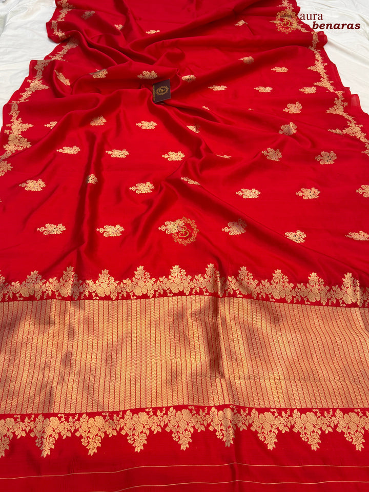 Red Banarasi Silk Saree | Kadhwa & Designer Border