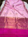 Baby Pink Pure Banarasi Handloom Silk Saree