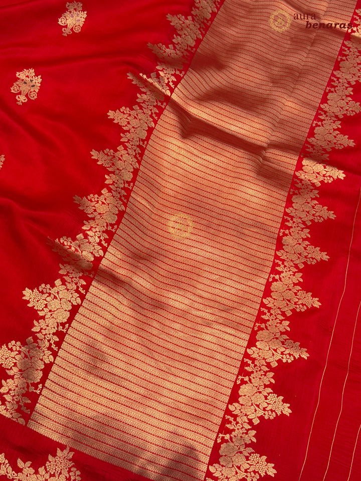 Red Banarasi Silk Saree | Kadhwa & Designer Border