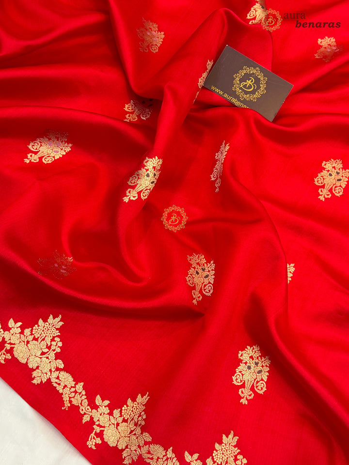 Red Banarasi Silk Saree | Kadhwa & Designer Border
