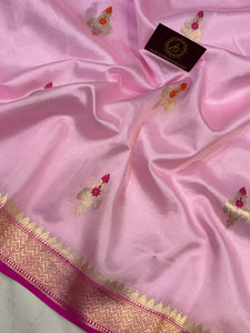 Baby Pink Pure Banarasi Handloom Silk Saree