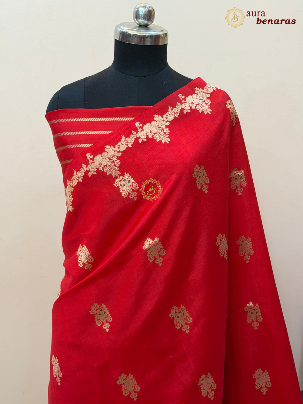 Red Banarasi Silk Saree | Kadhwa & Designer Border
