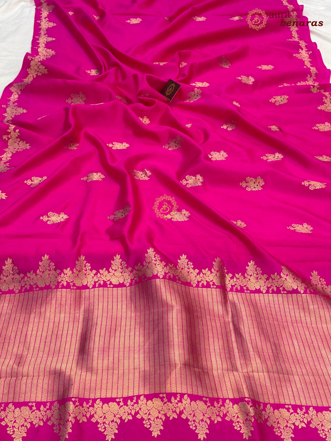 Hot Pink Banarasi Silk Saree | Kadhwa & Designer Border