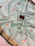 Mint Green Pure Banarasi Handloom Silk Saree - Aura Benaras