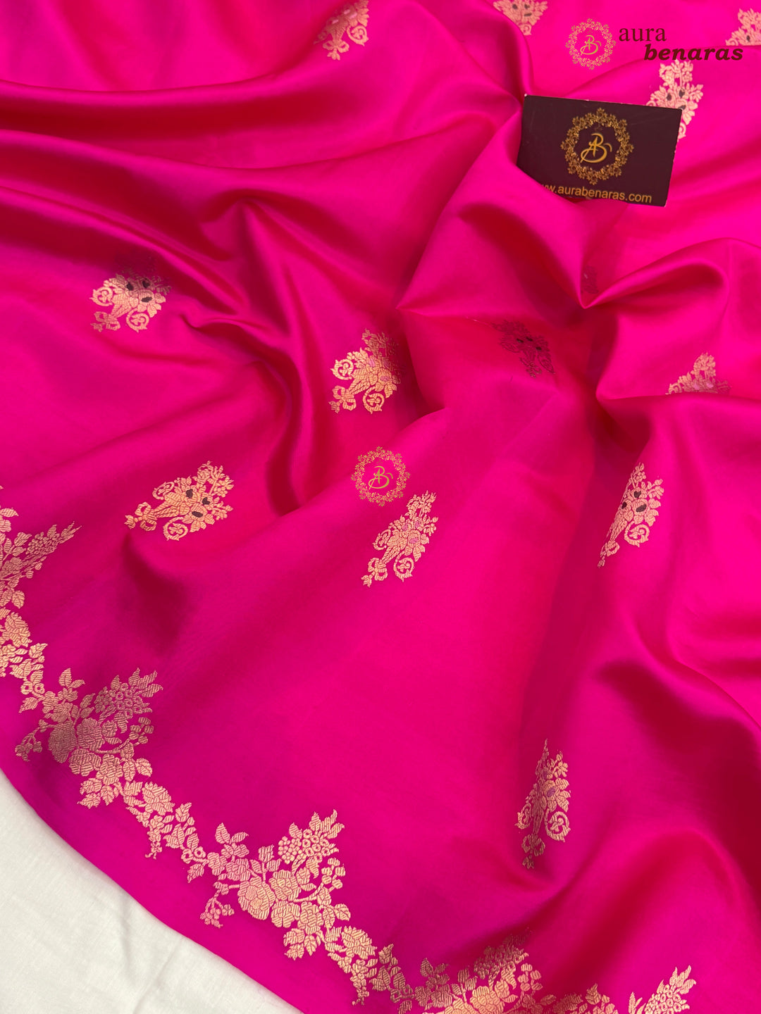 Hot Pink Banarasi Silk Saree | Kadhwa & Designer Border