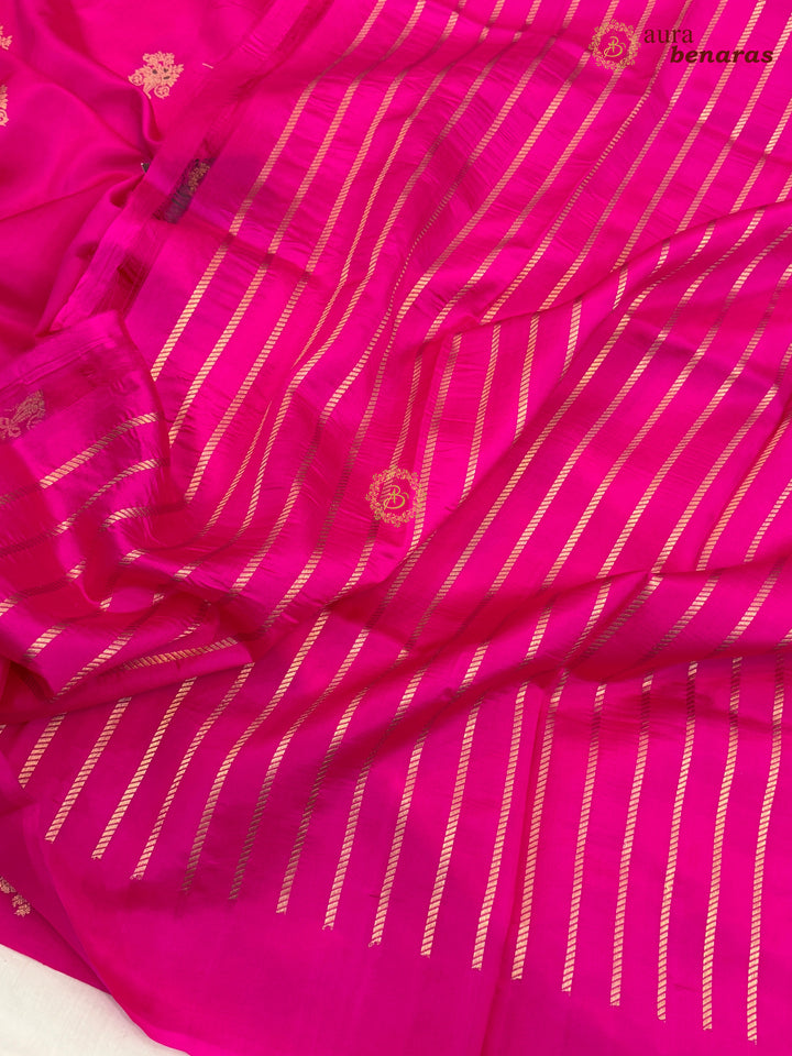 Hot Pink Banarasi Silk Saree | Kadhwa & Designer Border