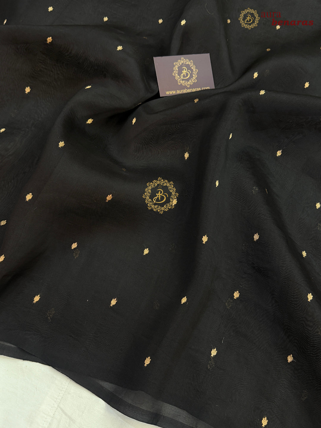 Black Kora Silk Banarasi Saree – Kadhwa Butis in Zari