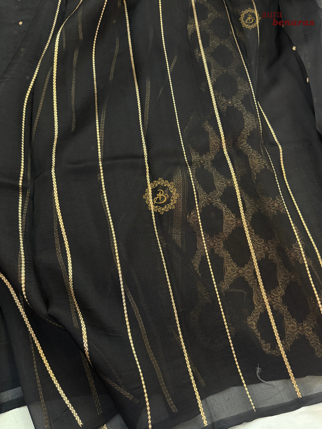 Black Kora Silk Banarasi Saree – Kadhwa Butis in Zari