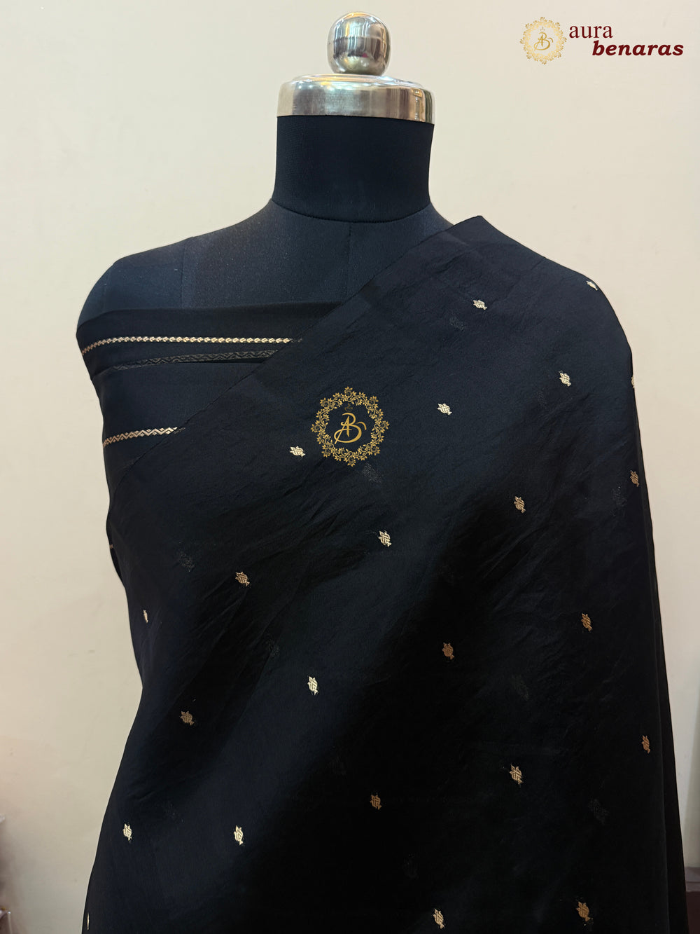 Black Kora Silk Banarasi Saree – Kadhwa Butis in Zari
