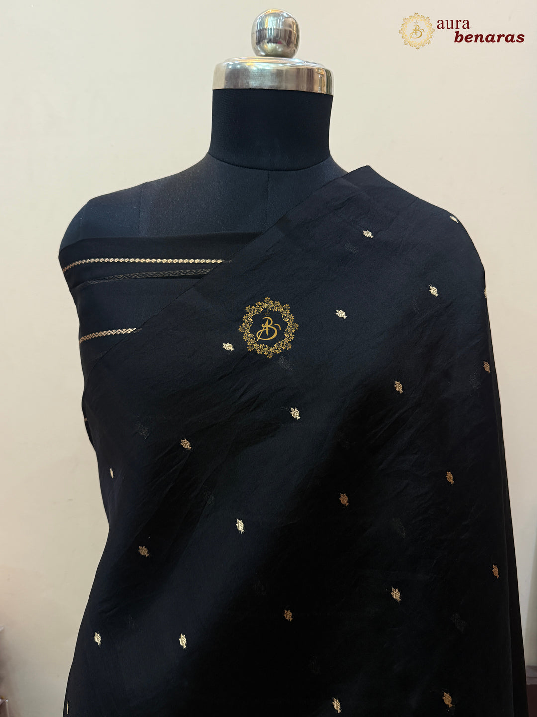 Black Kora Silk Banarasi Saree – Kadhwa Butis in Zari