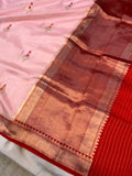 Peach Pure Banarasi Handloom Silk Saree - Aura Benaras