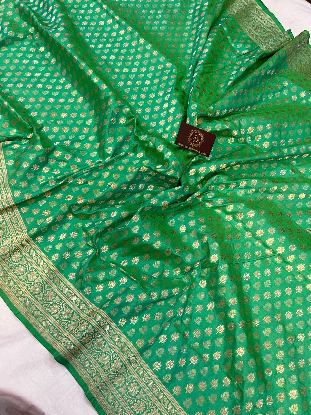 Sea Green Pure Banarasi Handloom Katan Silk Saree - Aura Benaras