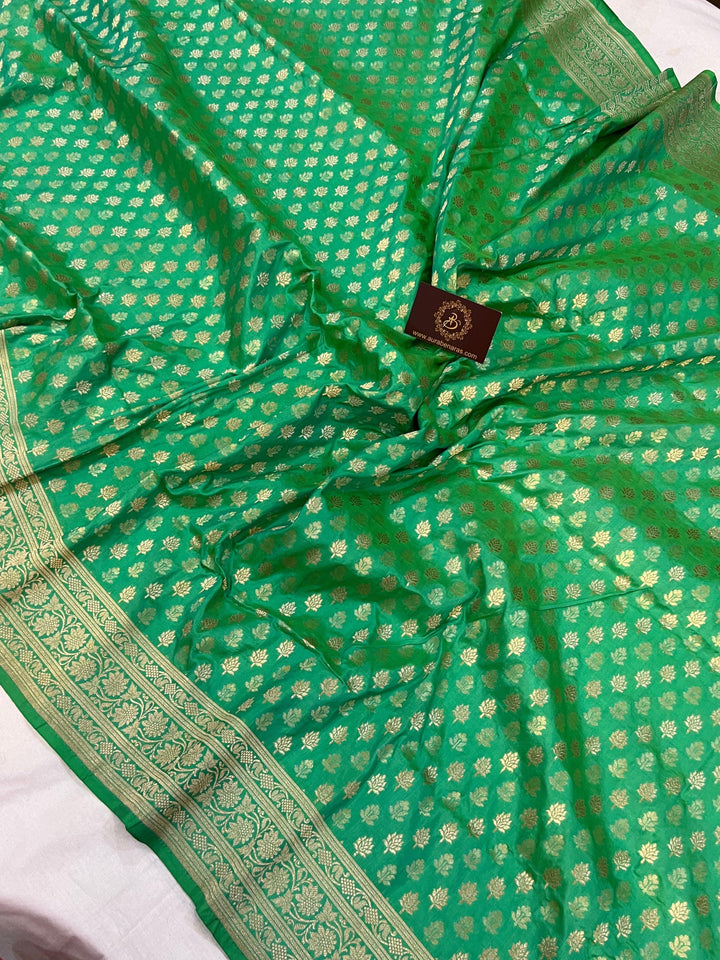 Sea Green Pure Banarasi Handloom Katan Silk Saree - Aura Benaras