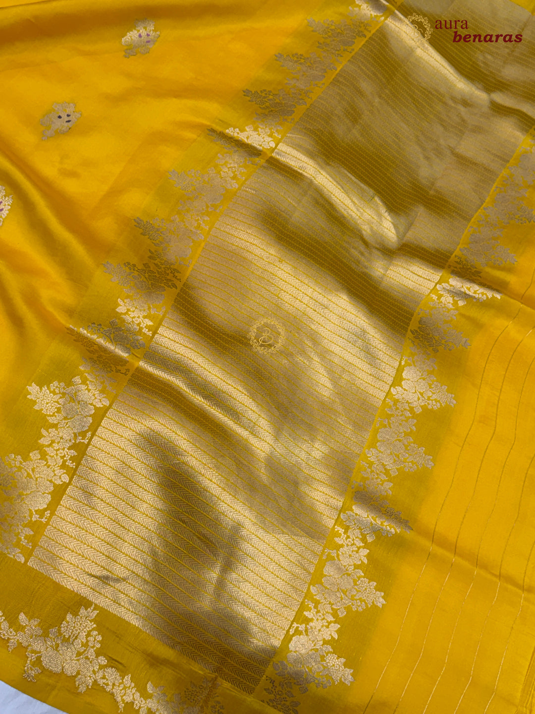 Yellow Banarasi Silk Saree | Kadhwa & Designer Border
