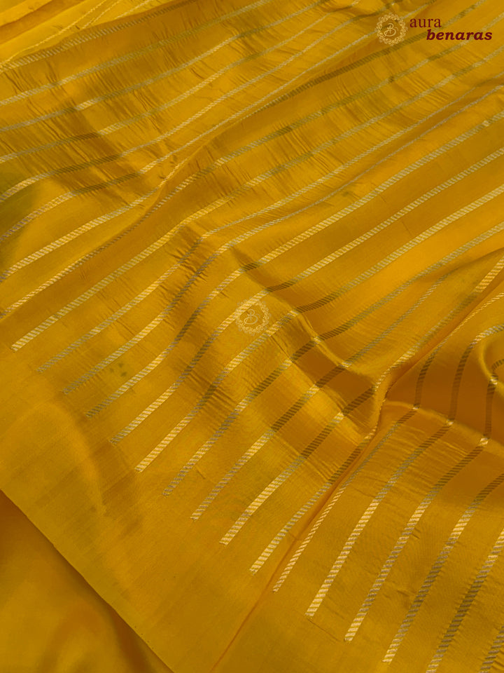 Yellow Banarasi Silk Saree | Kadhwa & Designer Border