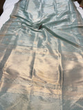 Blue Banarasi Handloom Tissue Silk Saree - Aura Benaras