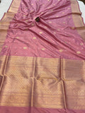 Pastel Pink Pure Banarasi Handloom Katan Silk Saree - Aura Benaras