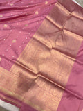 Pastel Pink Pure Banarasi Handloom Katan Silk Saree - Aura Benaras