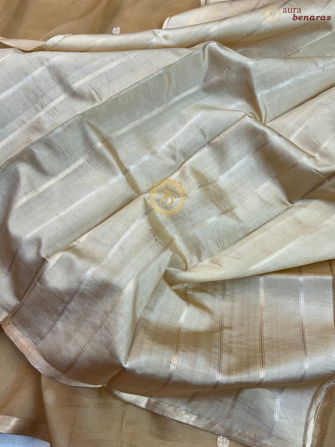 Golden Pure Kora silk Handloom Banarasi Saree