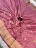 Pastel Pink Pure Banarasi Handloom Katan Silk Saree - Aura Benaras