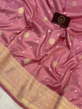 Pastel Pink Pure Banarasi Handloom Katan Silk Saree - Aura Benaras