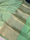 Pastel Pista Green Pure Banarasi Handloom Katan Silk Saree - Aura Benaras