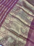 Onion shade Banarasi Handloom Tissue Silk Saree - Aura Benaras