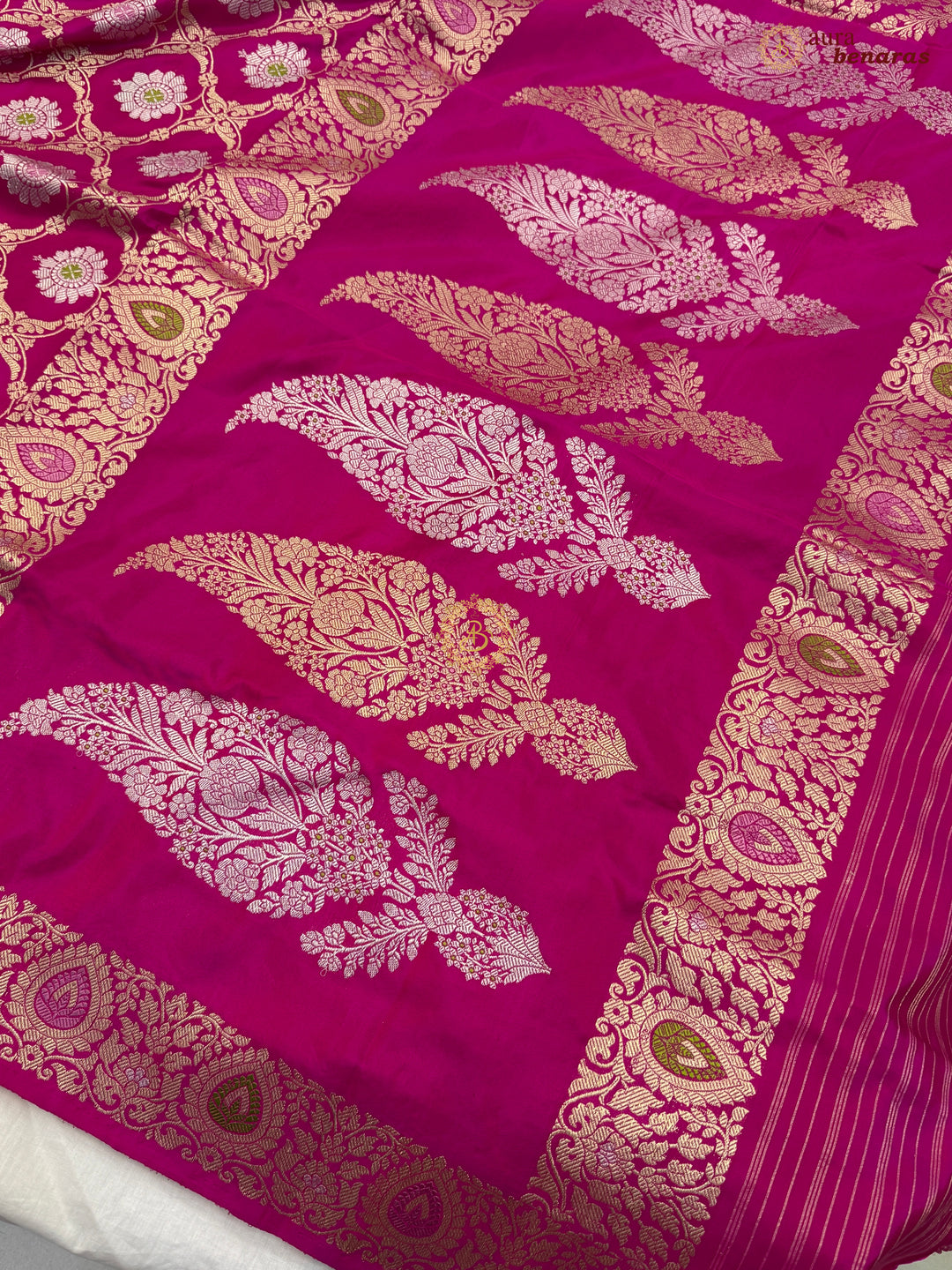 Rani Pink Pure Katan Silk Banarasi Handloom Kadwa Meena Jangla Saree