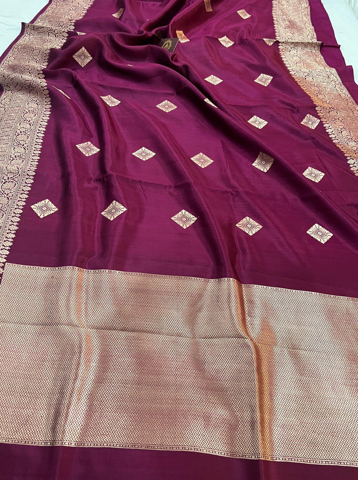 Maroon Pure Banarasi Handloom Silk Saree - Aura Benaras