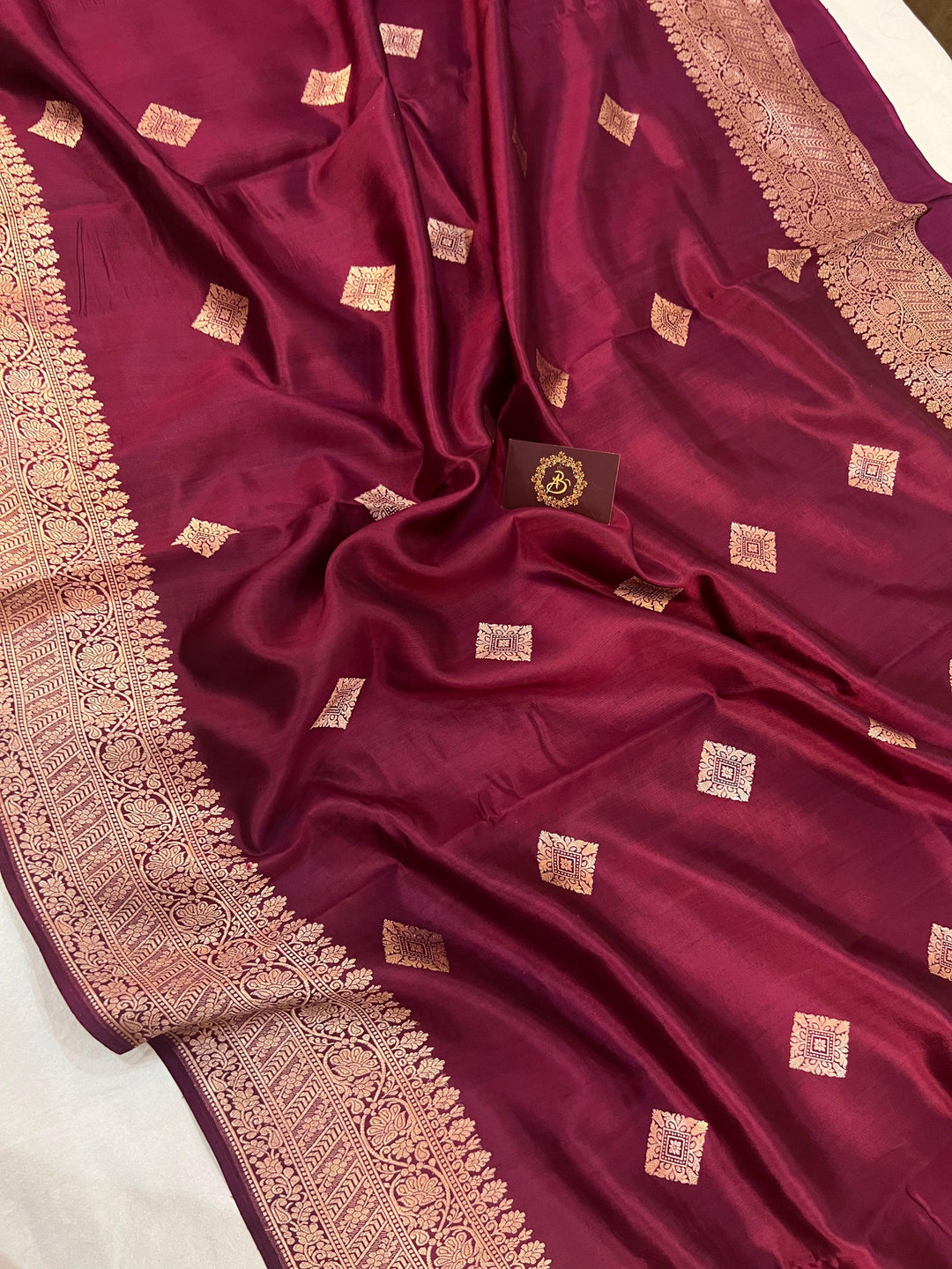 Maroon Pure Banarasi Handloom Silk Saree - Aura Benaras