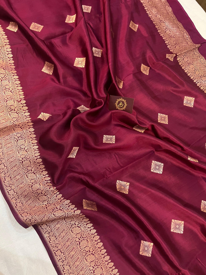 Maroon Pure Banarasi Handloom Silk Saree - Aura Benaras