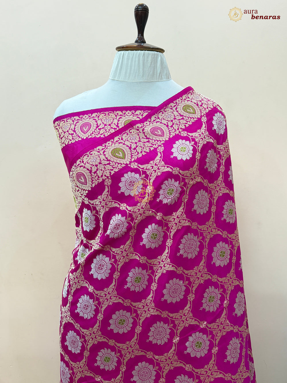 Rani Pink Pure Katan Silk Banarasi Handloom Kadwa Meena Jangla Saree