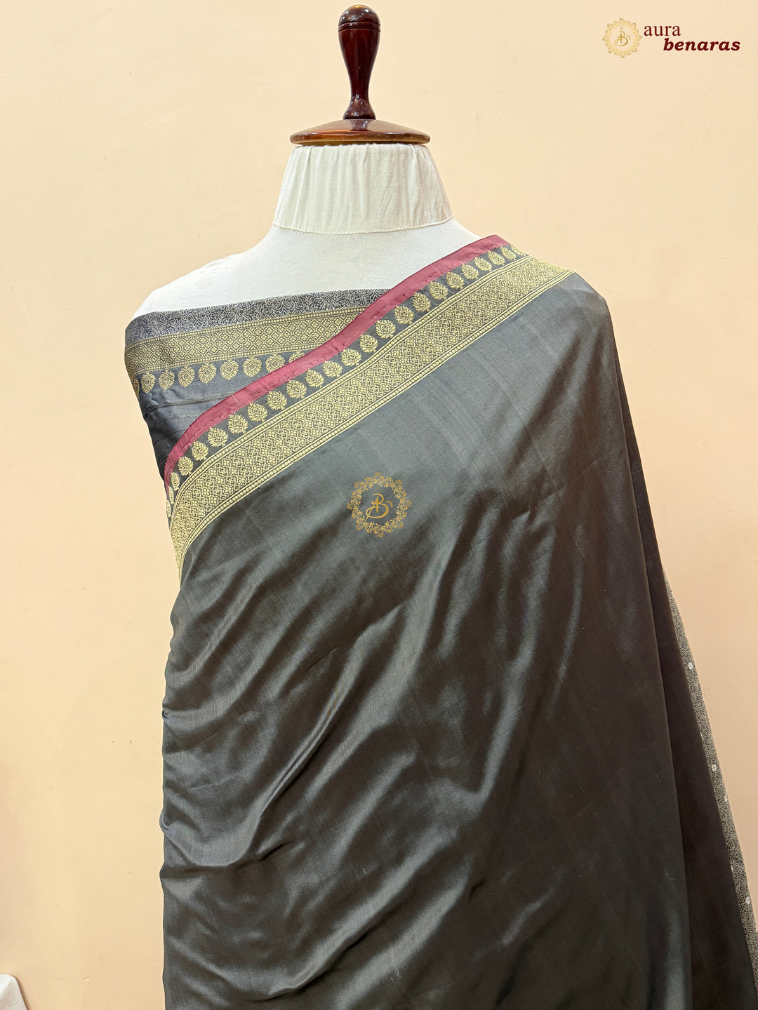 Grey Pure Katan Silk Handloom Banarasi Saree