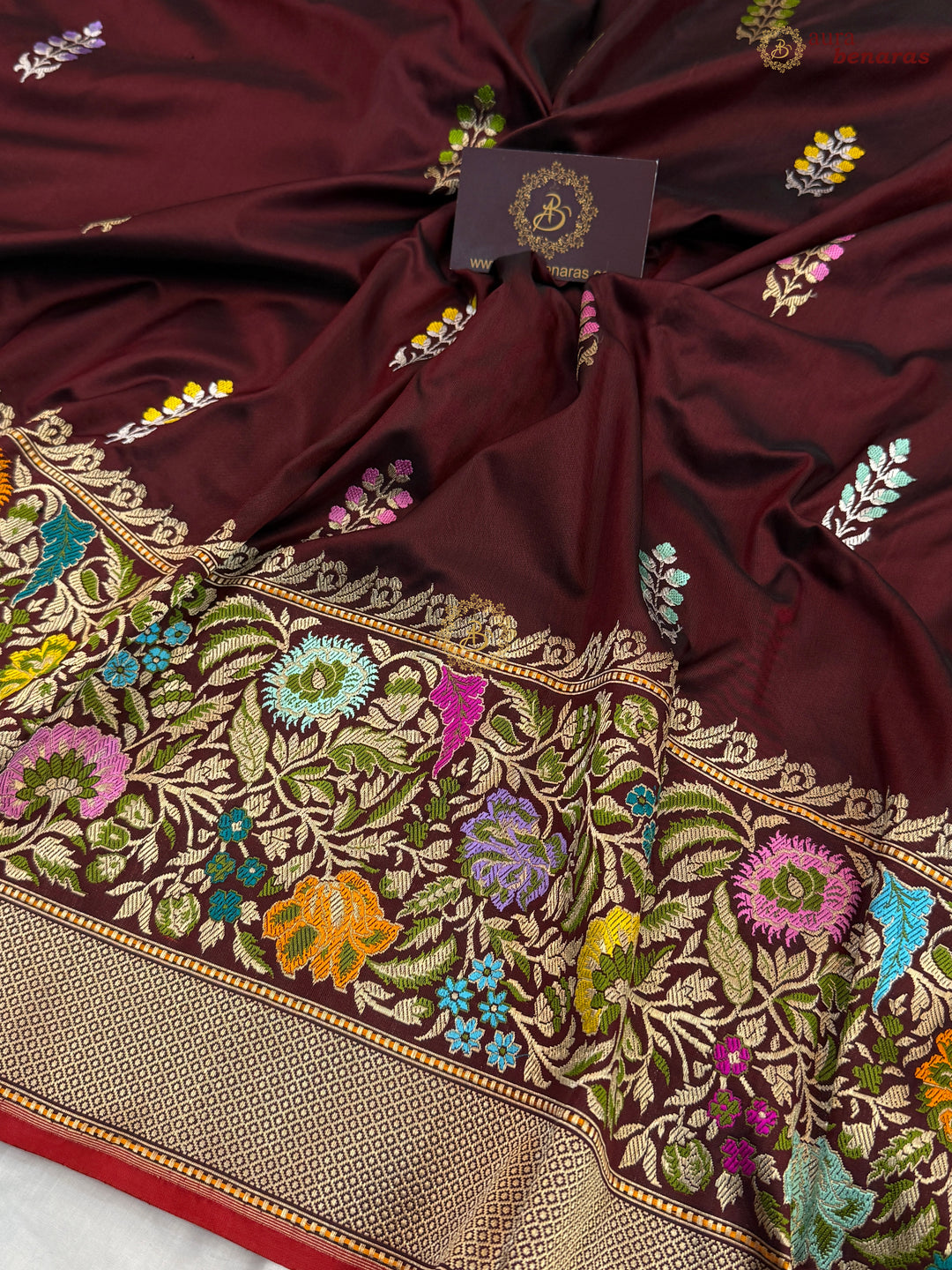Deep Maroon Pure Katan Silk Handloom Banarasi Saree