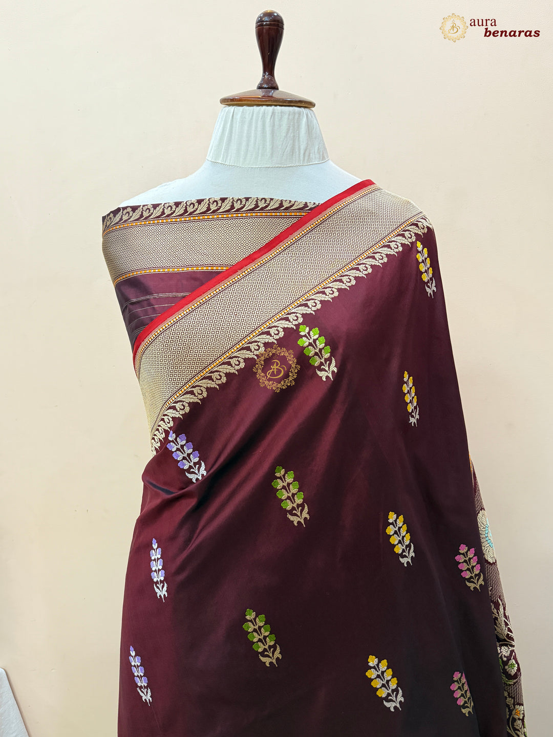 Deep Maroon Pure Katan Silk Handloom Banarasi Saree