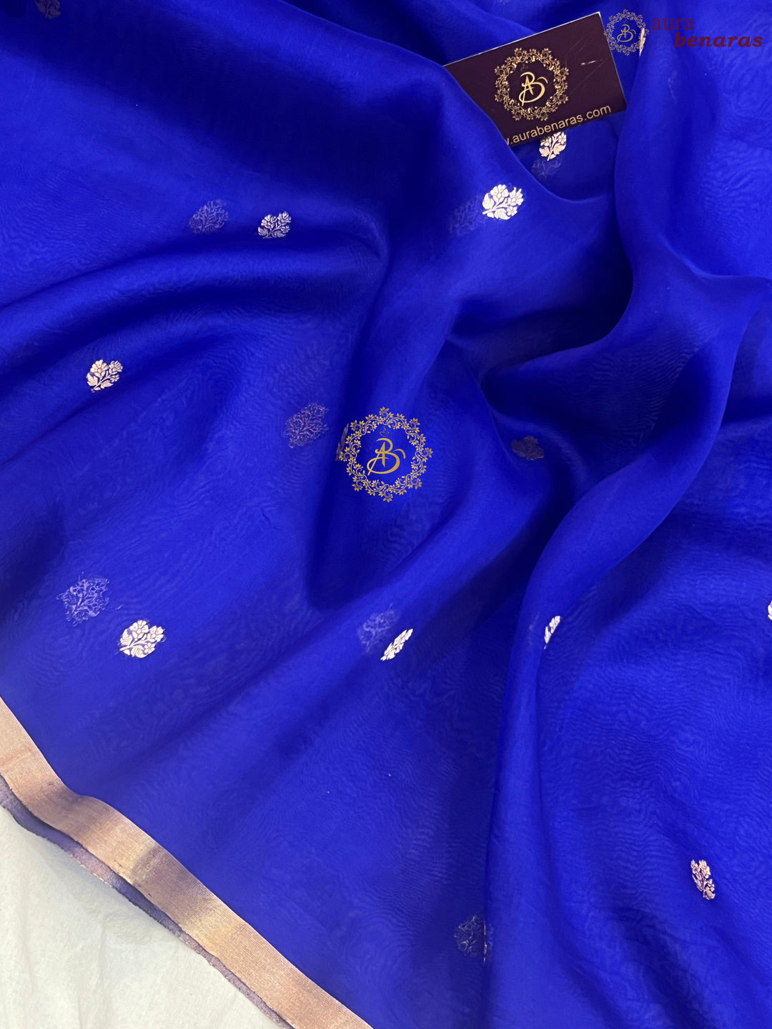 Royal Blue Pure Kora silk Handloom Banarasi Saree