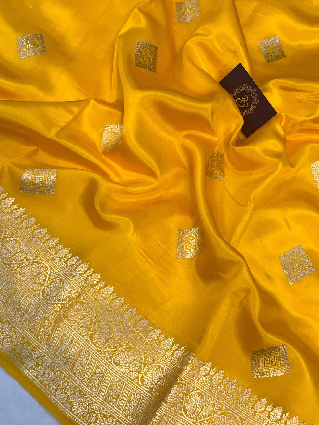 Yellow Pure Banarasi Handloom Silk Saree - Aura Benaras
