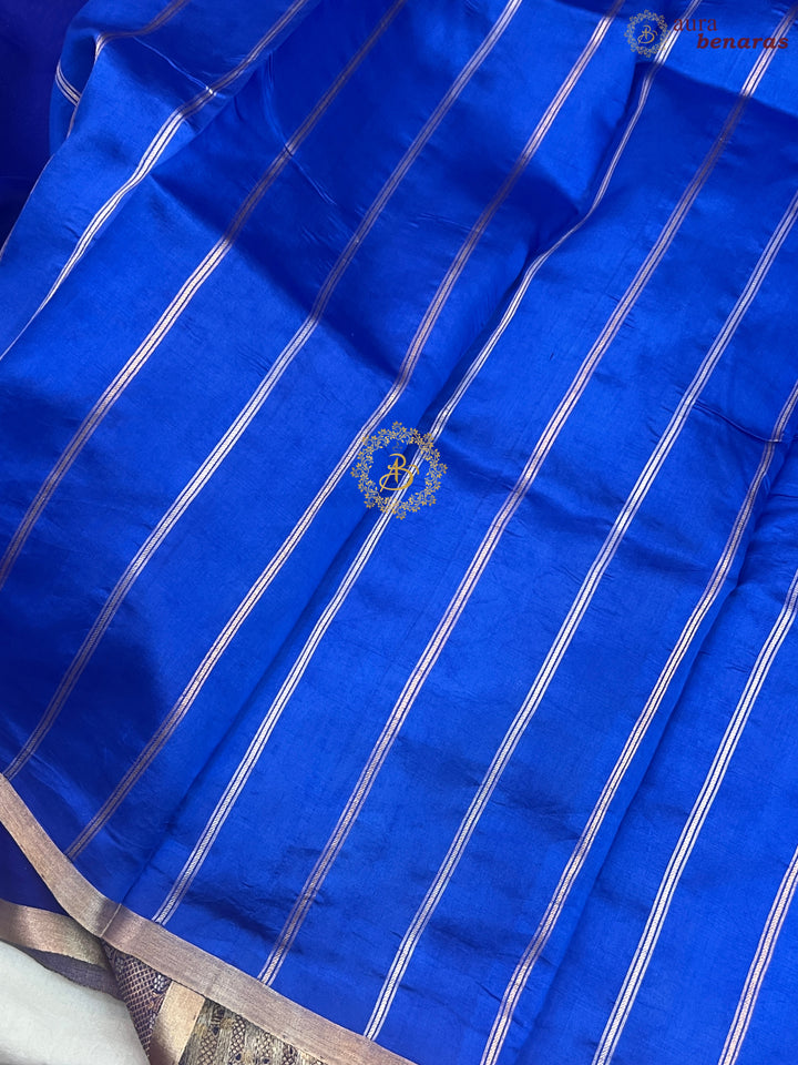 Royal Blue Pure Kora silk Handloom Banarasi Saree