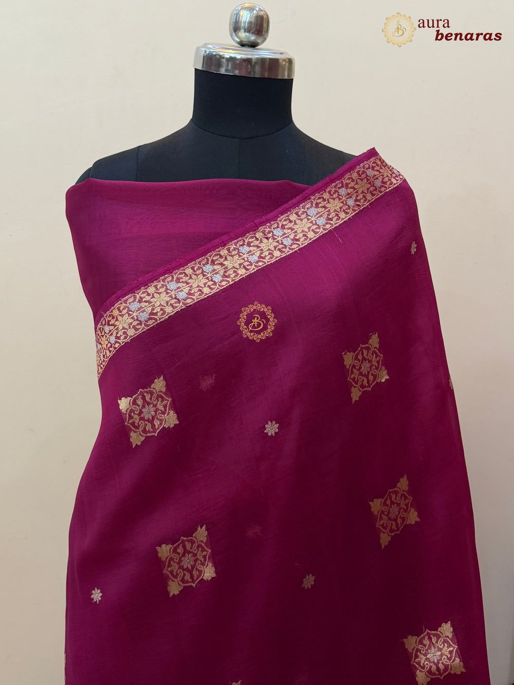 Rani Pink Kora Silk Banarasi Saree with Sona Rupa Butis