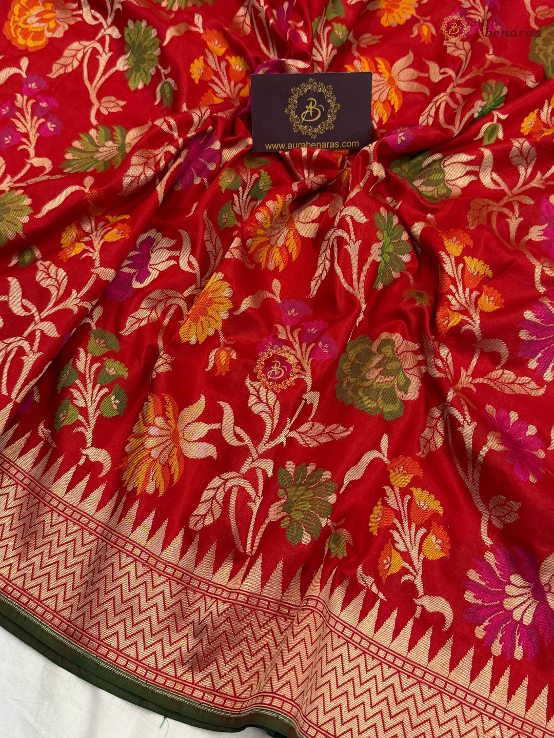 Red Pure Katan silk Handloom Banarasi Saree