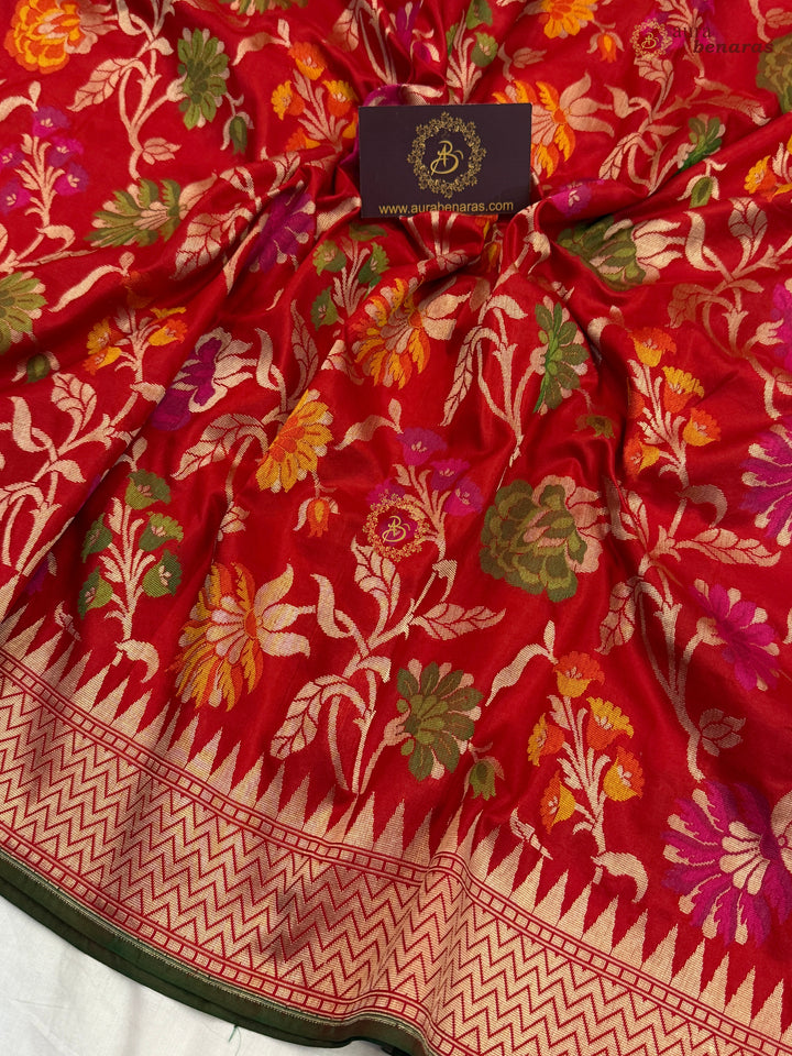 Red Pure Katan silk Handloom Banarasi Saree