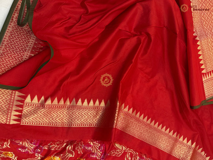 Red Pure Katan silk Handloom Banarasi Saree