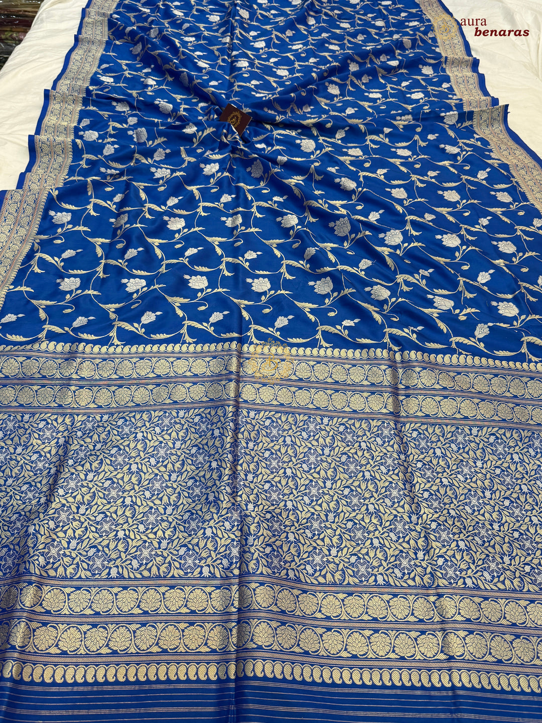 Blue Pure Katan Silk Handloom Banarasi Saree