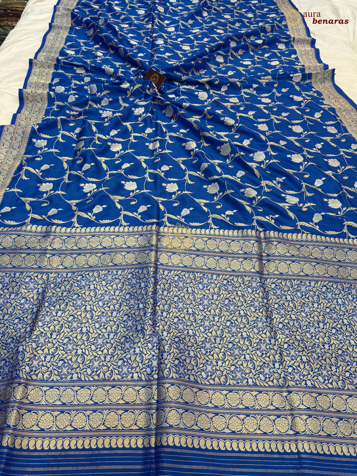 Blue Pure Katan Silk Handloom Banarasi Saree