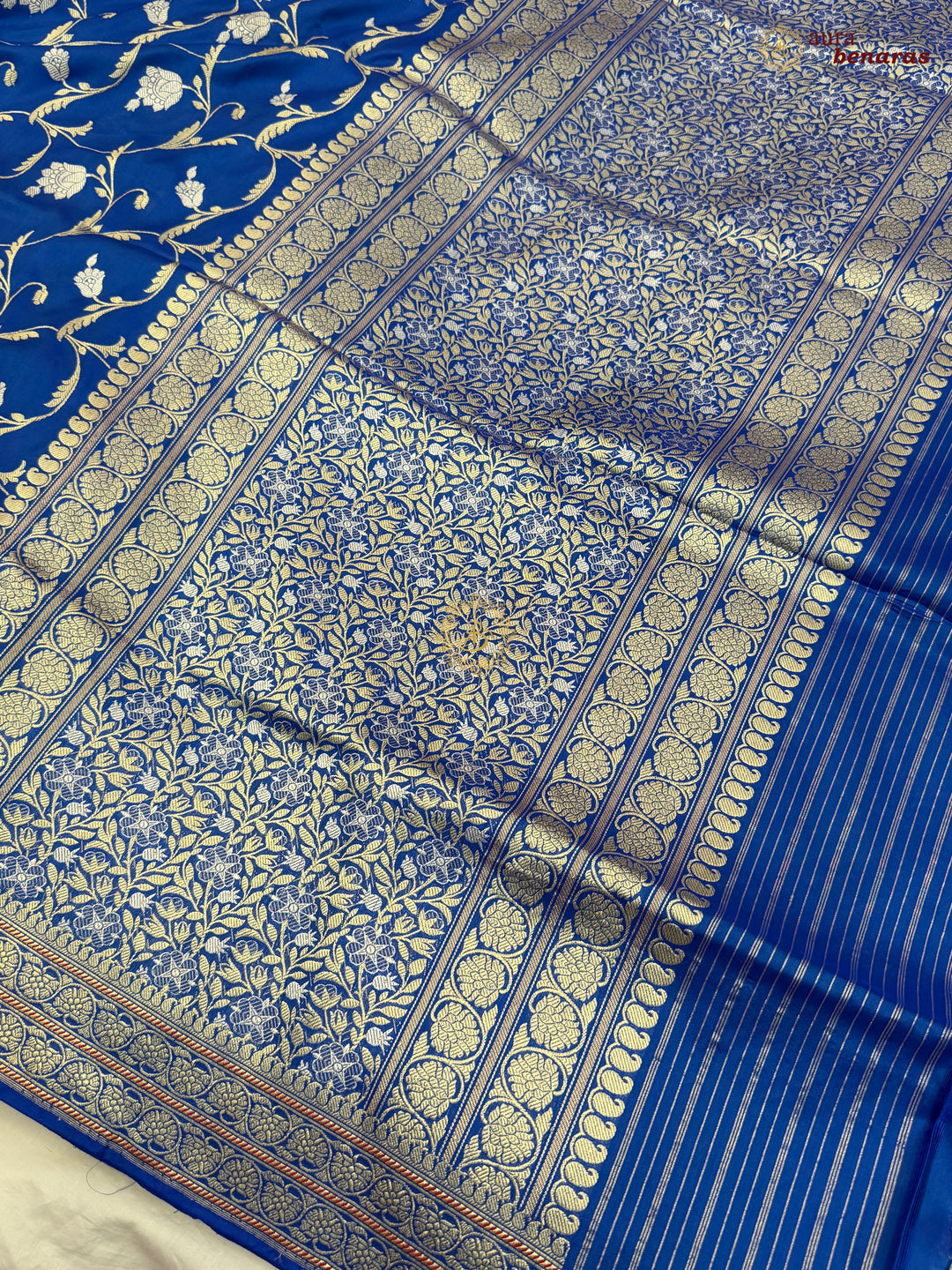 Blue Pure Katan Silk Handloom Banarasi Saree