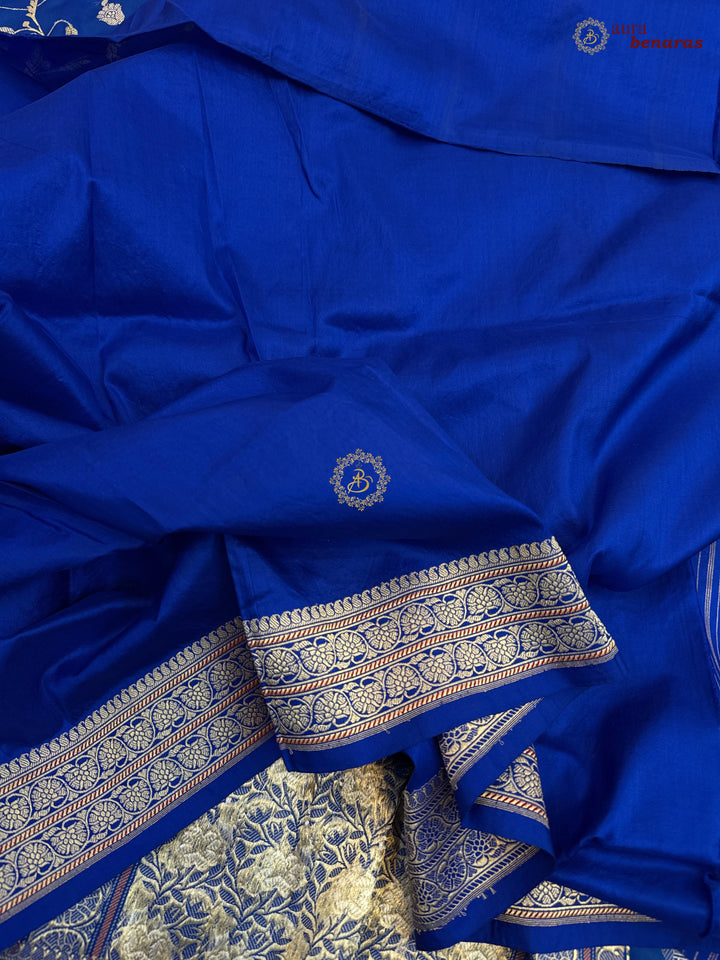 Blue Pure Katan Silk Handloom Banarasi Saree