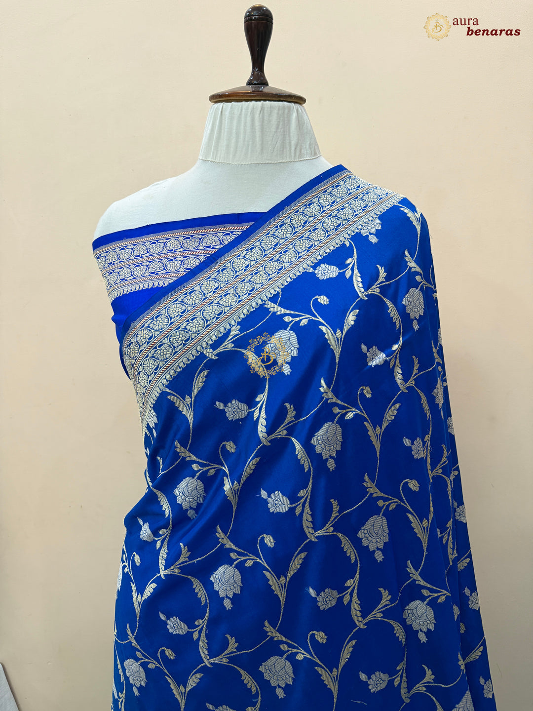 Blue Pure Katan Silk Handloom Banarasi Saree