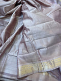 Greyish Lavender Pure Banarasi Chiniya SIlk Suit - Aura Benaras